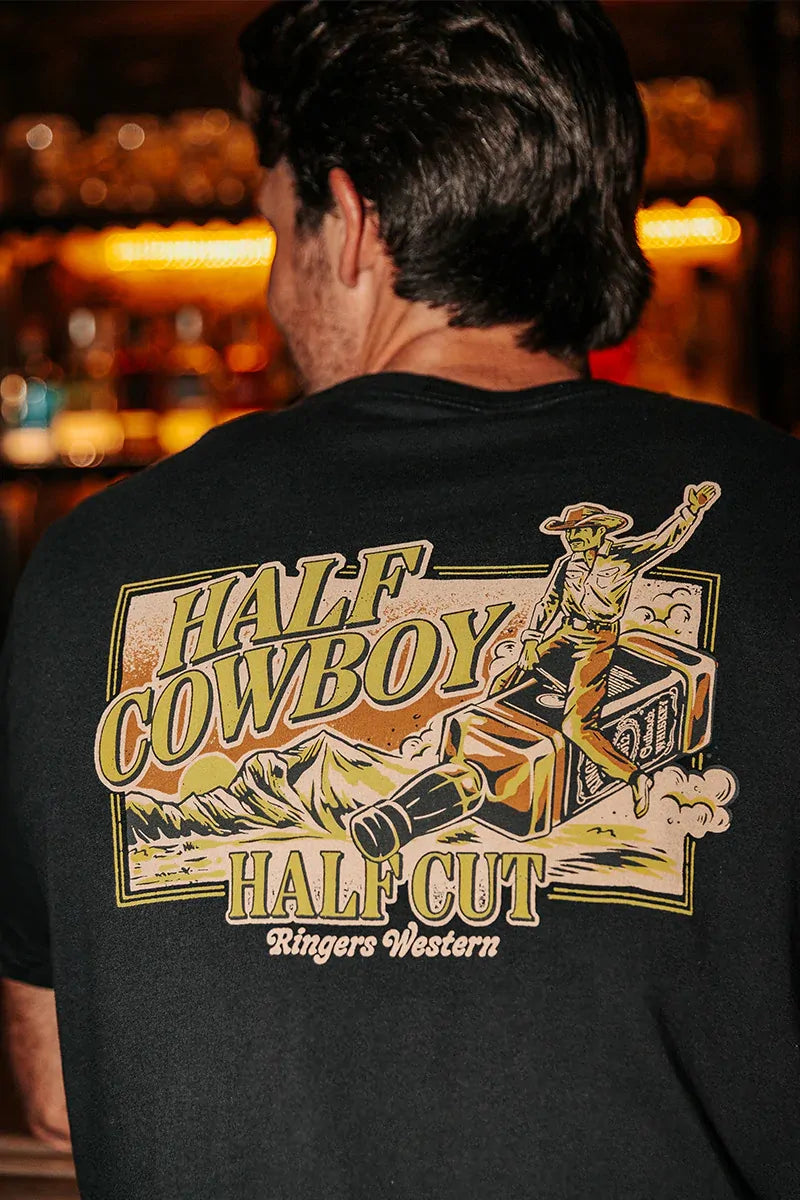 Ringers Western Mens Half Cut Loose Fit S/S Tee (123115RW) Black