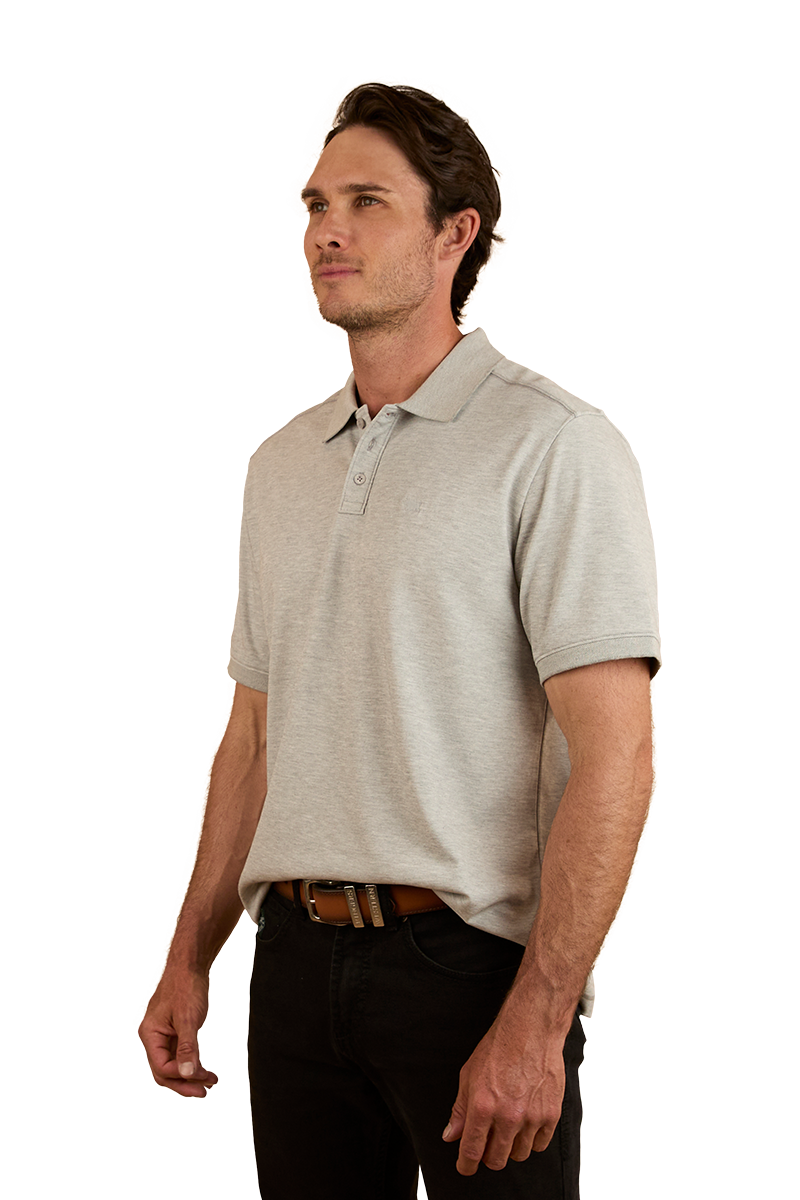 Ringers Western Mens Tech S/S Polo (124091RW) Grey Marle