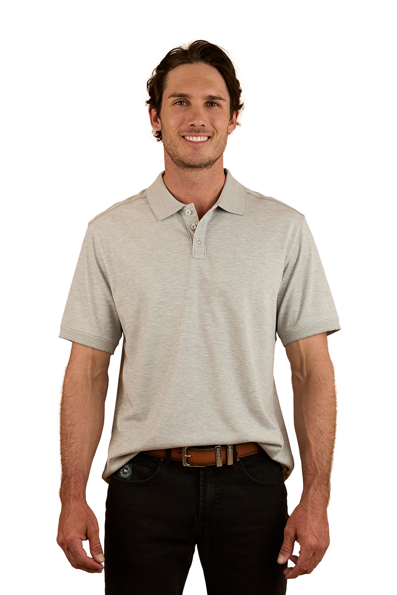 Ringers Western Mens Tech S/S Polo (124091RW) Grey Marle