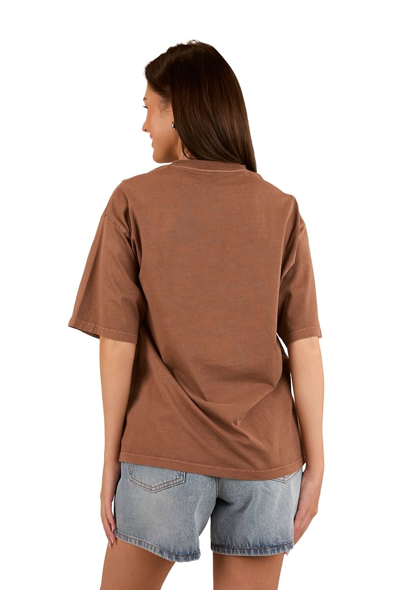 Ringers Western Womens Lady Luck Oversized S/S Tee (224068RW) Washed Saddle Brown