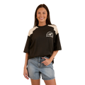 Ringers Western Womens Lets Horse Around Oversized S/S Tee (224070RW) Washed Black/Off White