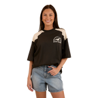 Ringers Western Womens Lets Horse Around Oversized S/S Tee (224070RW) Washed Black/Off White