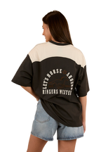 Ringers Western Womens Lets Horse Around Oversized S/S Tee (224070RW) Washed Black/Off White