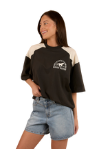 Ringers Western Womens Lets Horse Around Oversized S/S Tee (224070RW) Washed Black/Off White