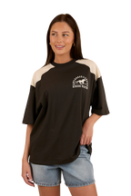 Ringers Western Womens Lets Horse Around Oversized S/S Tee (224070RW) Washed Black/Off White
