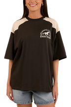 Ringers Western Womens Lets Horse Around Oversized S/S Tee (224070RW) Washed Black/Off White