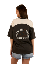 Ringers Western Womens Lets Horse Around Oversized S/S Tee (224070RW) Washed Black/Off White