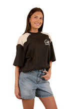 Ringers Western Womens Lets Horse Around Oversized S/S Tee (224070RW) Washed Black/Off White