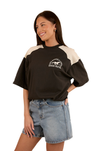 Ringers Western Womens Lets Horse Around Oversized S/S Tee (224070RW) Washed Black/Off White
