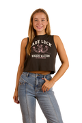 Ringers Western Womens Lady Luck Cropped Muscle Tank (224064RW) Charcoal