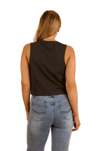 Ringers Western Womens Lady Luck Cropped Muscle Tank (224064RW) Charcoal