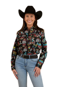 Ringers Western Womens The Dyno Limited Edition Full Button L/S Shirt (224105RW) Black/Multi