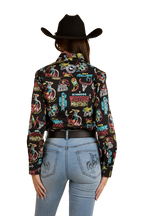 Ringers Western Womens The Dyno Limited Edition Full Button L/S Shirt (224105RW) Black/Multi