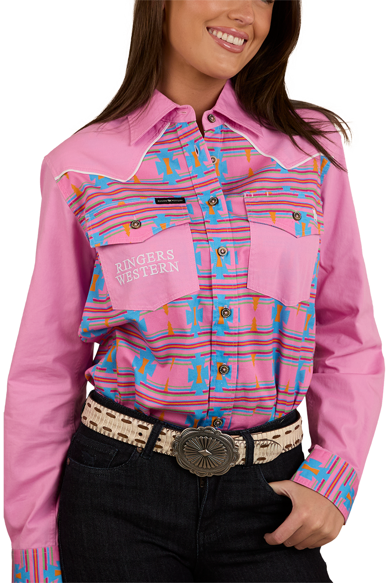 Ringers Western Womens Burdekin Limited Edition Full Button L/S Shirt (224092RW) Pastel Pink