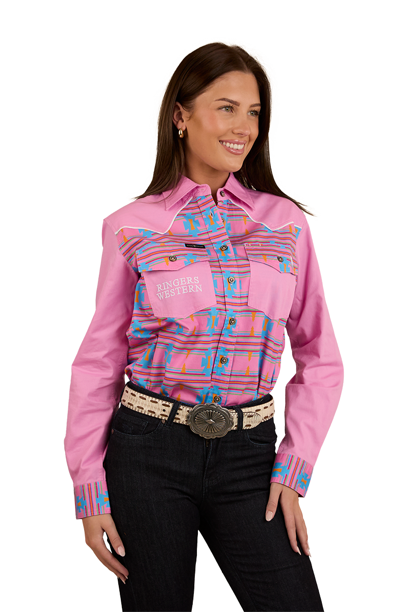 Ringers Western Womens Burdekin Limited Edition Full Button L/S Shirt (224092RW) Pastel Pink
