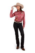 Ringers Western Womens Barrel Racer Full Button L/S Shirt (224091RW) Dusty Rose