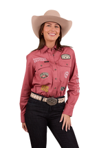 Ringers Western Womens Barrel Racer Full Button L/S Shirt (224091RW) Dusty Rose