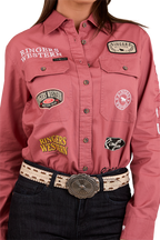 Ringers Western Womens Barrel Racer Full Button L/S Shirt (224091RW) Dusty Rose