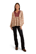 Ringers Western Womens Twyla Fashion S/S Top (224078RW) Off White [SD]