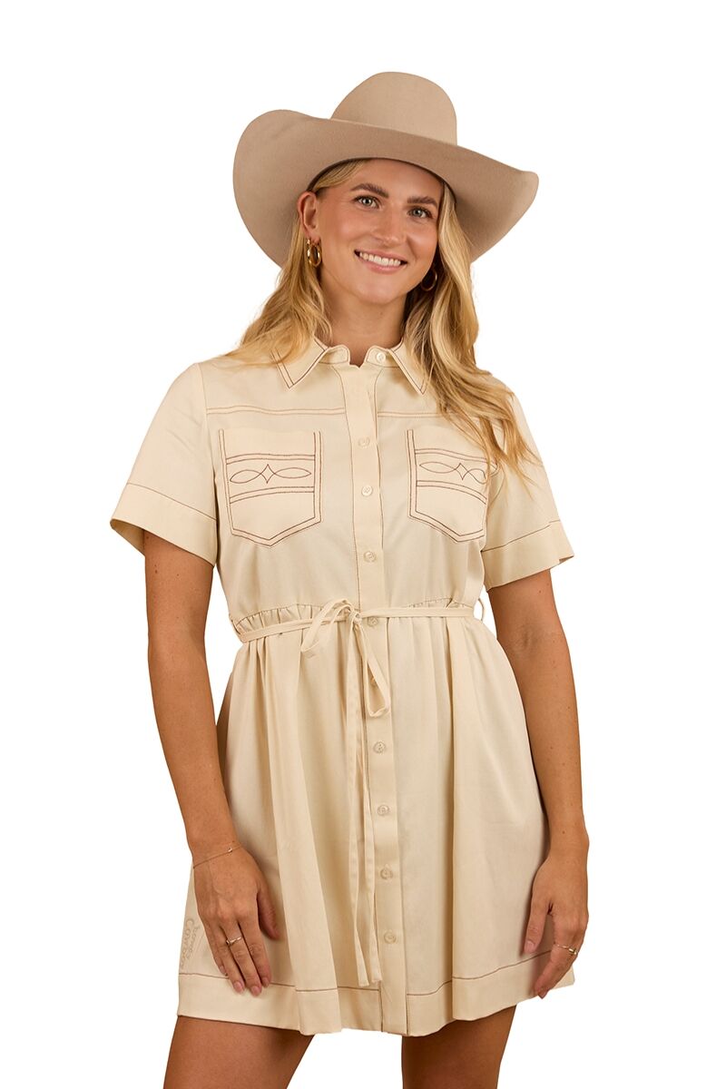 Ringers Western Womens Eloise S/S Shirt Dress (224077RW) Off White
