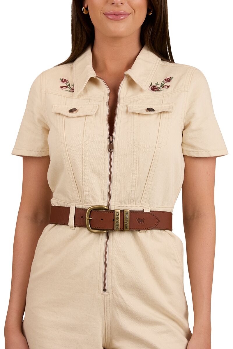Ringers Western Womens Narooma Denim Playsuit (224100RW) Off White