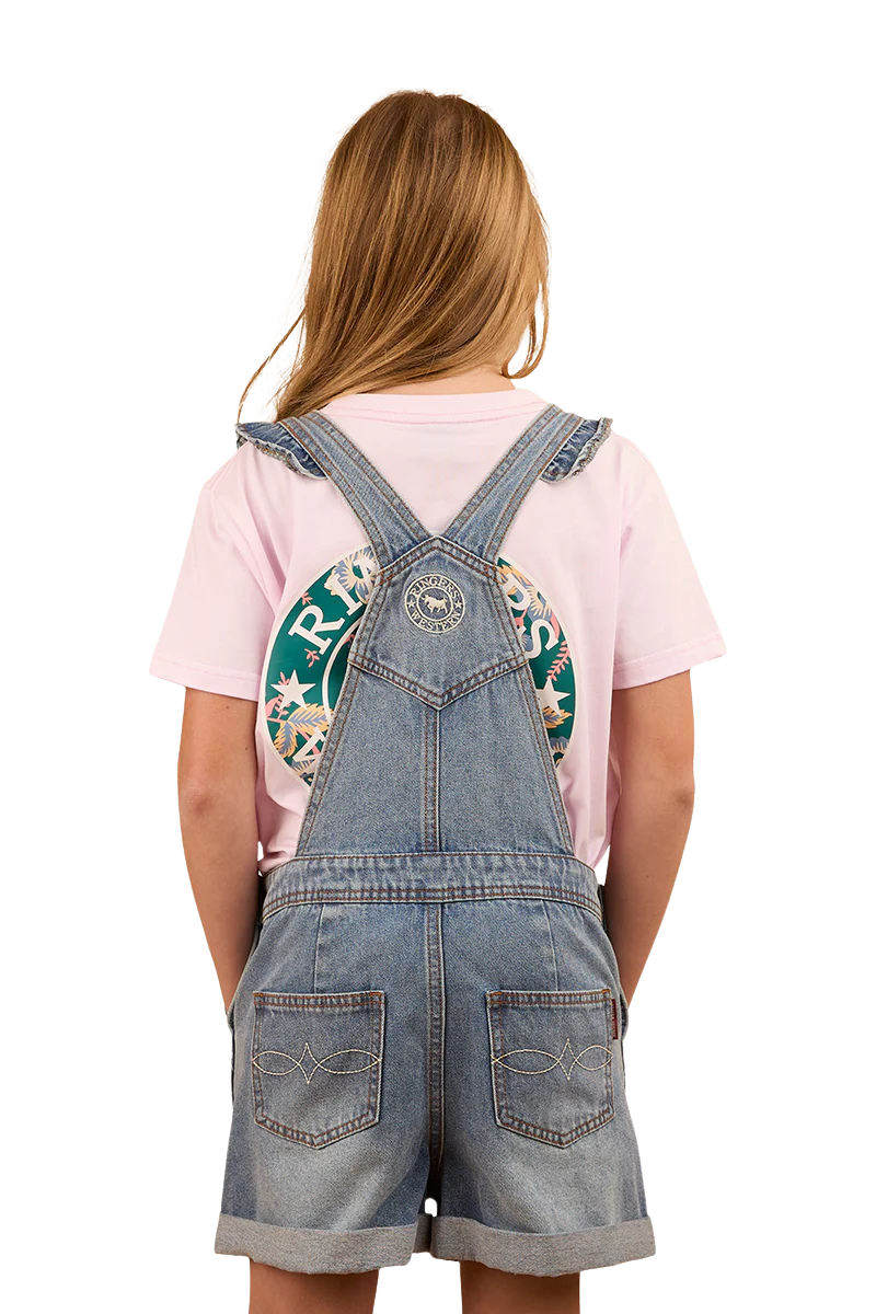 Ringers Western Childrens Bessie Denim Short Overalls (324041RW) Light Wash Blue