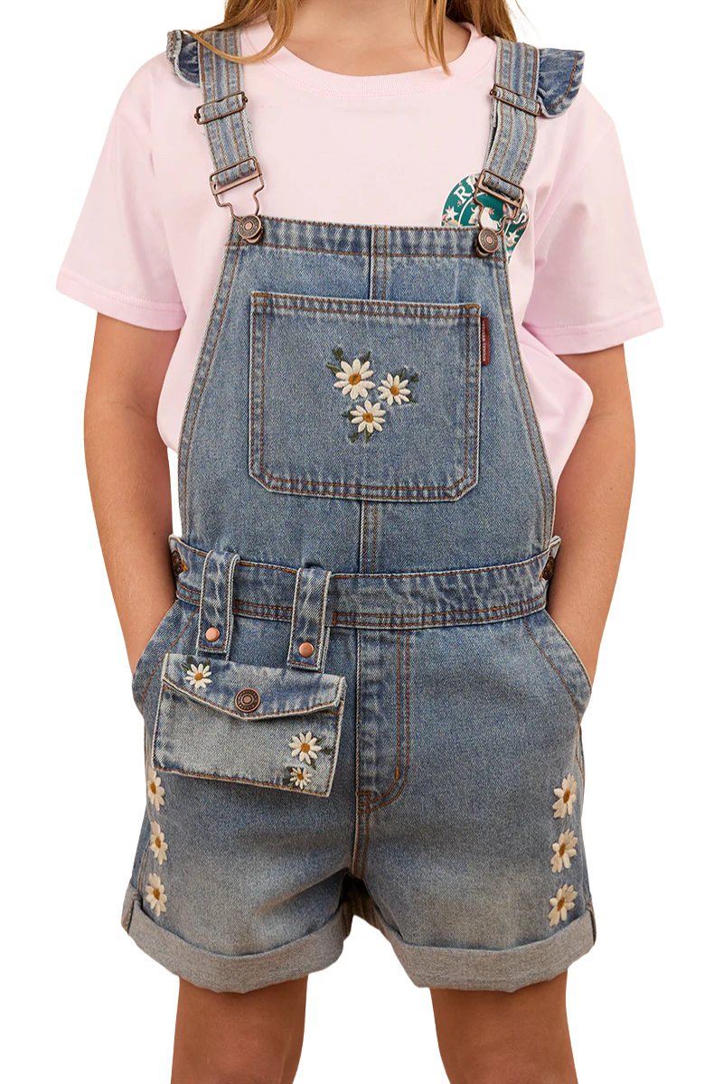 Ringers Western Childrens Bessie Denim Short Overalls (324041RW) Light Wash Blue