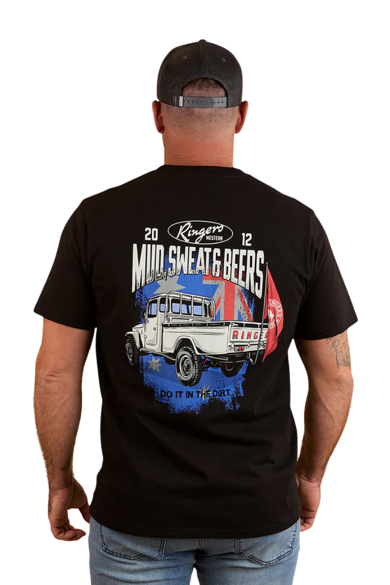 Ringers Western Mens Mud Sweat Beers Mens Loose Fit S/S Tee (124068RW) Black