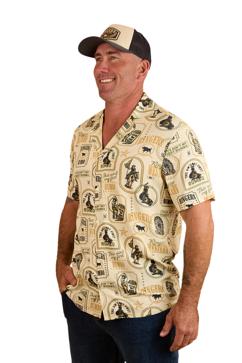 Ringers Western Mens Aint My First Rumbo Mens S/S Pub Shirt (124063RW) Off White