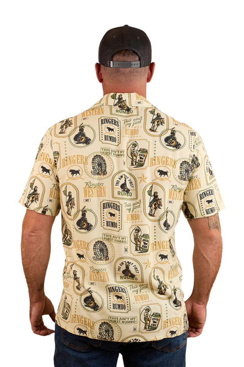 Ringers Western Mens Aint My First Rumbo Mens S/S Pub Shirt (124063RW) Off White