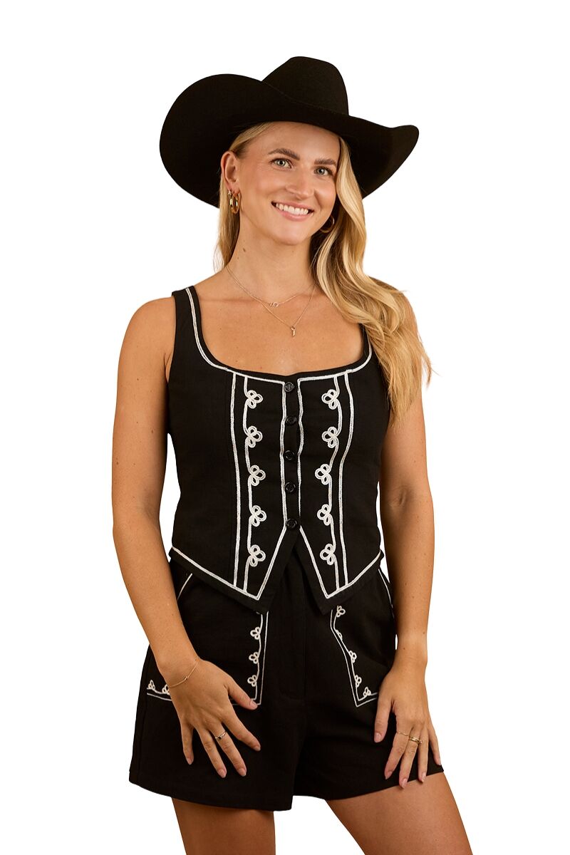 Ringers Western Womens Westley Embroidered Fashion Top (224084RW) Black