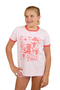 Ringers Western Childrens Boot Scootin Kids Ringer S/S Tee (324017RW) Barely Pink