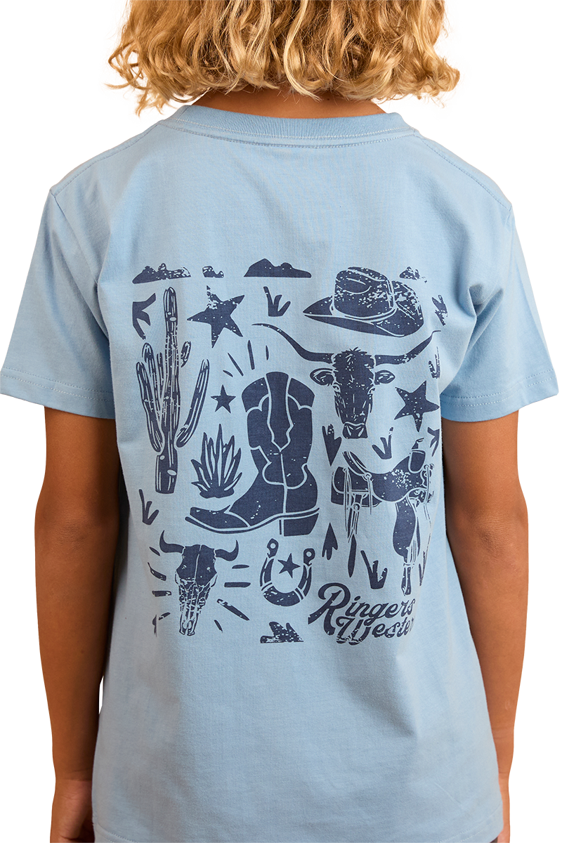 Ringers Western Childrens Boot Scootin Kids Classic Fit S/S Tee (324016RW) Dusk