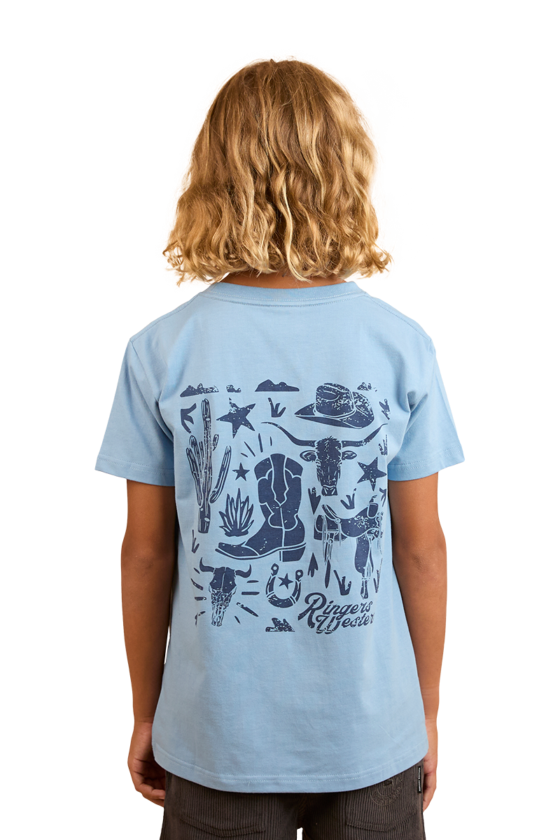Ringers Western Childrens Boot Scootin Kids Classic Fit S/S Tee (324016RW) Dusk
