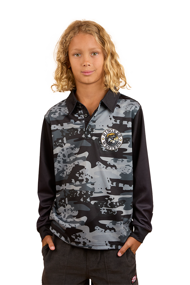 Ringers Western Childrens Big Catch L/S Fishing Jersey (324018RW) Black Camo