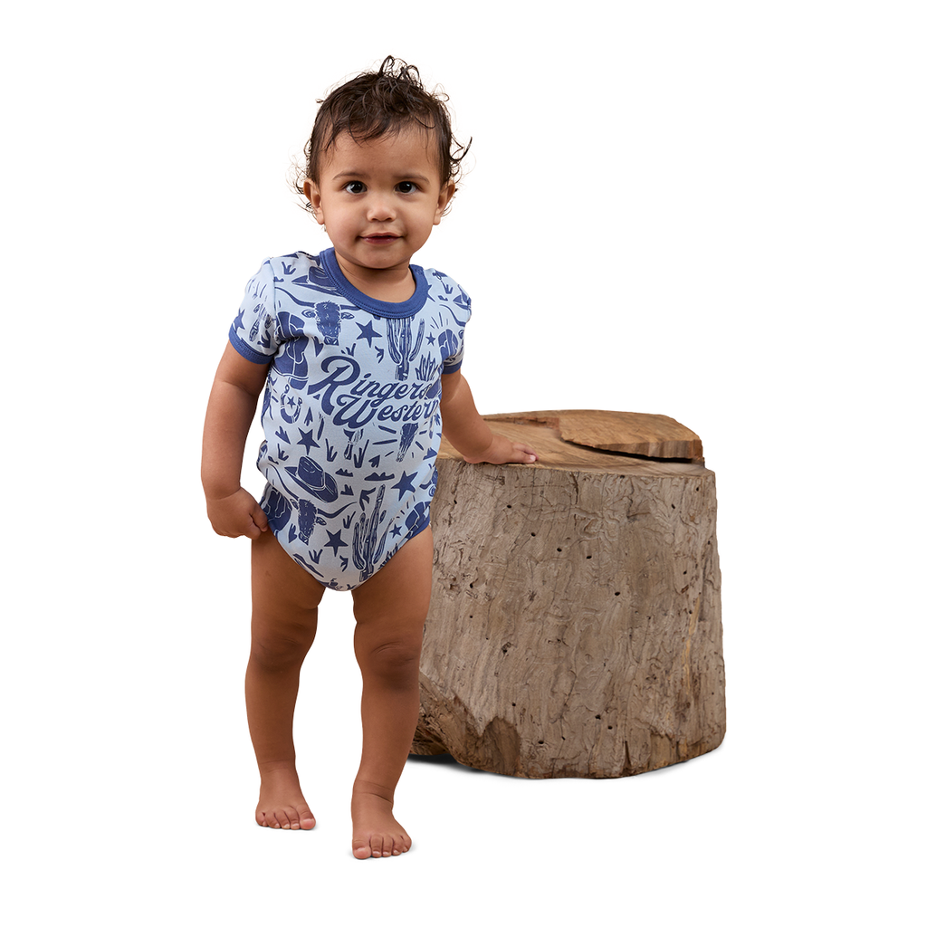 Ringers Western Infants Boot Scootin S/S Romper  (524005RW) Dusk