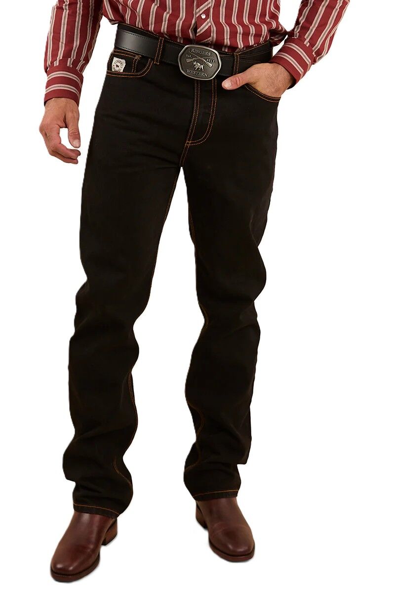 Ringers Western Mens Barrington Slim Fit Mid Rise Jeans (121092RW) Black