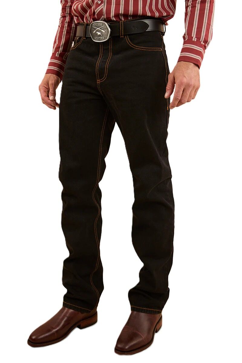 Ringers Western Mens Barrington Slim Fit Mid Rise Jeans (121092RW) Black