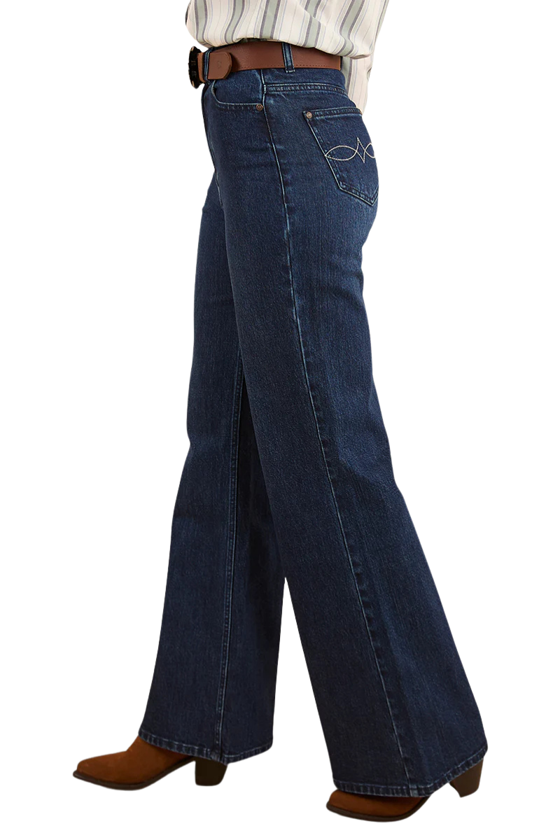Ringers Western Womens Visalia Wide Leg Jeans (223118RW) Dark Wash Blue