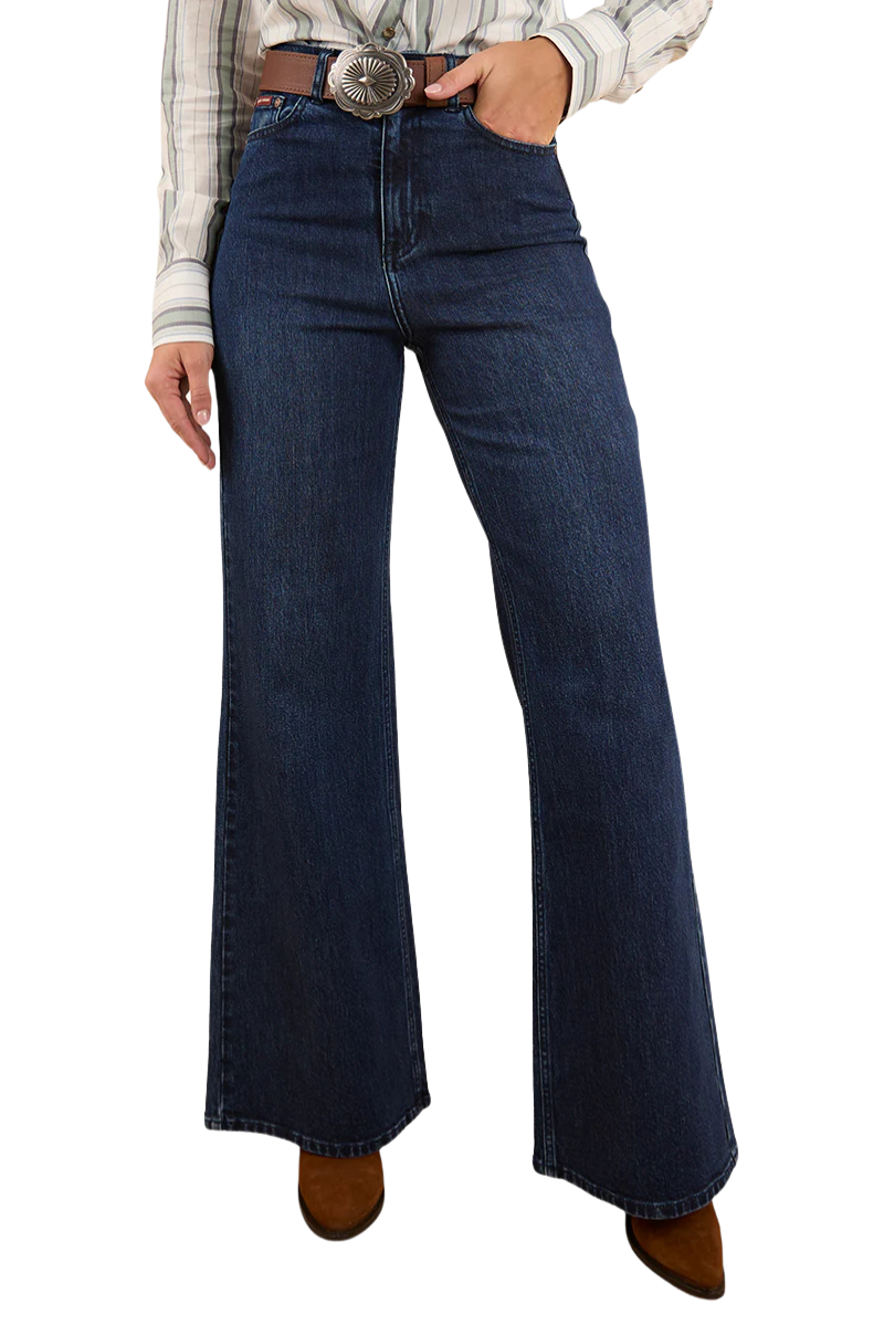 Ringers Western Womens Visalia Wide Leg Jeans (223118RW) Dark Wash Blue