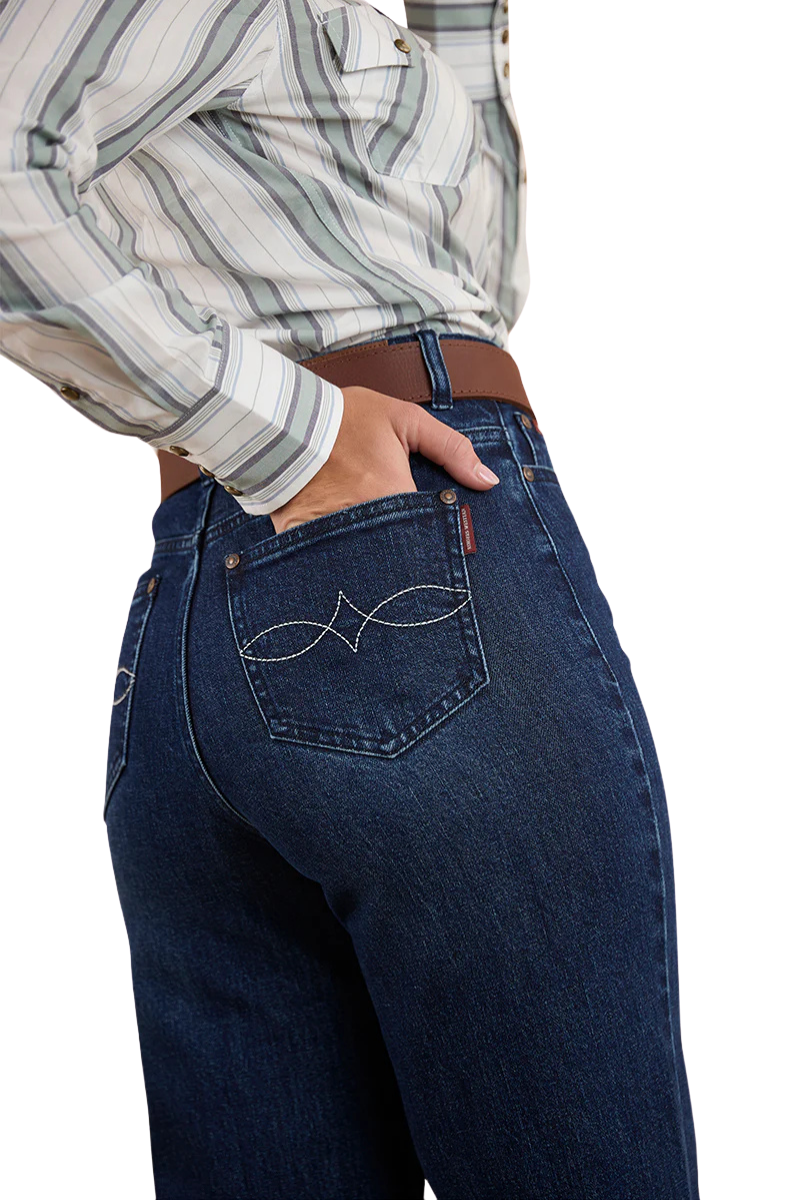 Ringers Western Womens Visalia Wide Leg Jeans (223118RW) Dark Wash Blue