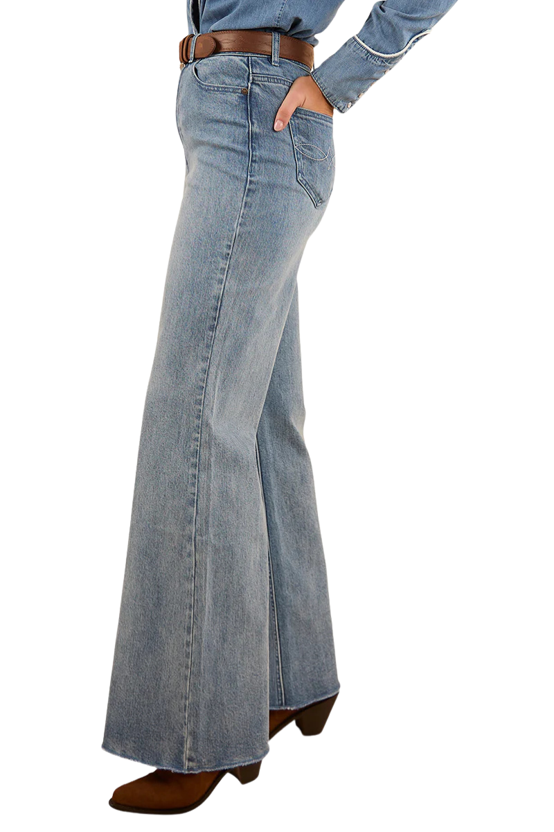 Ringers Western Womens Visalia Rose Wide Leg Jeans (223117RW) Light Wash Blue
