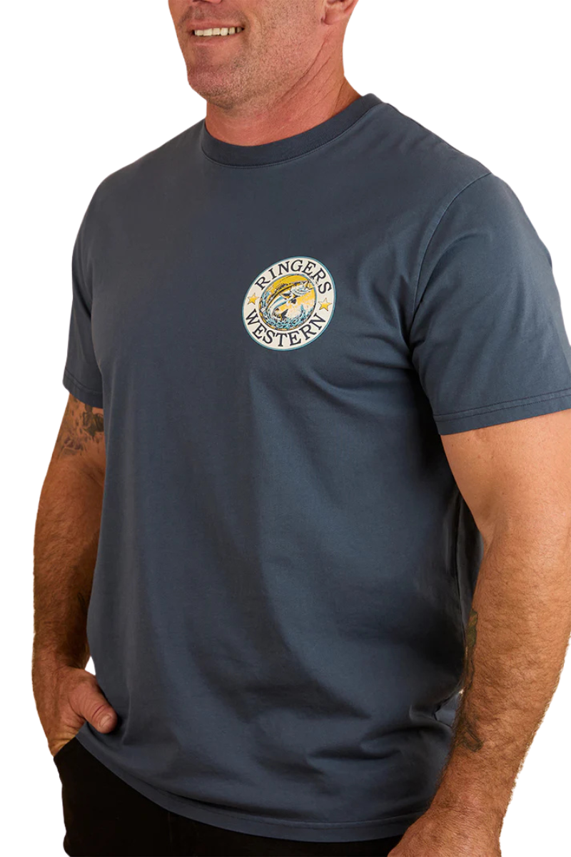 Ringers Western Mens Big Catch Loose Fit S/S Tee (124079RW) Washed Navy