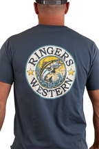 Ringers Western Mens Big Catch Loose Fit S/S Tee (124079RW) Washed Navy