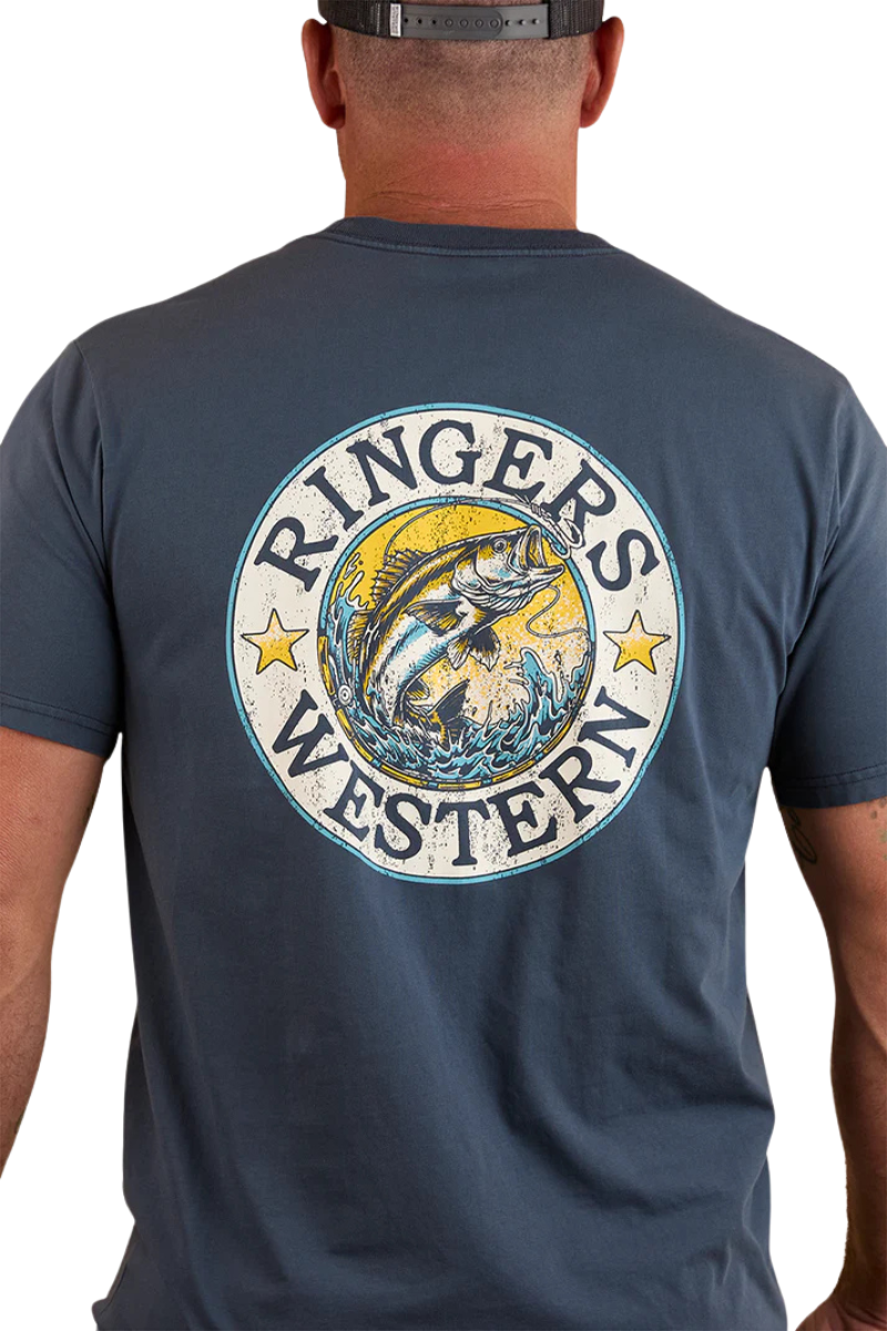 Ringers Western Mens Big Catch Loose Fit S/S Tee (124079RW) Washed Navy