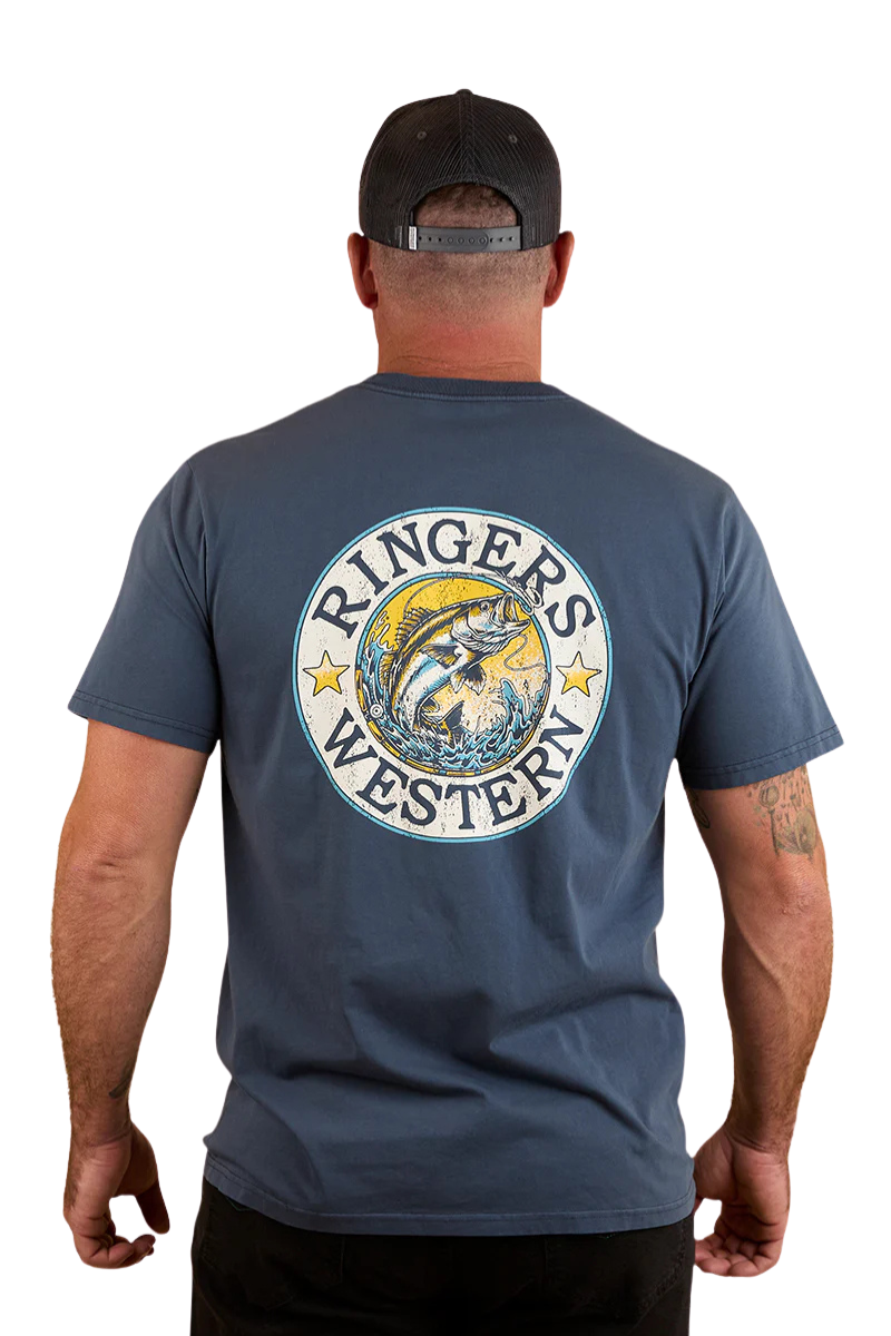 Ringers Western Mens Big Catch Loose Fit S/S Tee (124079RW) Washed Navy