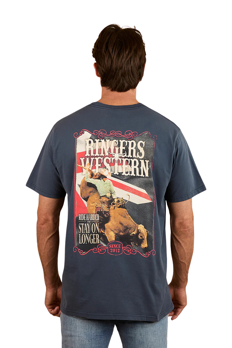 Ringers Western Mens Poster Mens Loose Fit S/S Tee (124088RW) Washed Navy