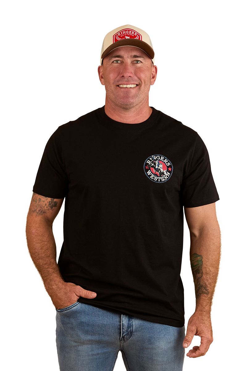 Ringers Western Mens Bucking Bull Loose Fit S/S Tee (124069RW) Black