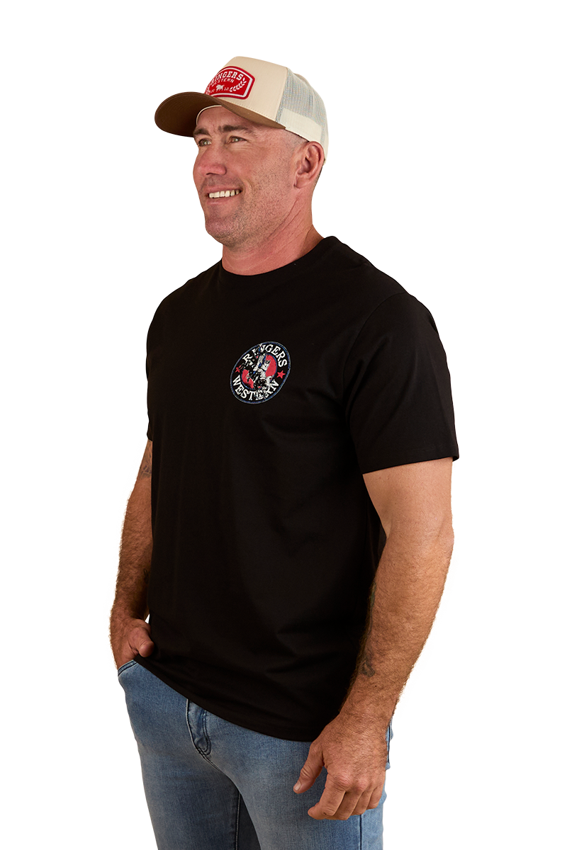 Ringers Western Mens Bucking Bull Loose Fit S/S Tee (124069RW) Black