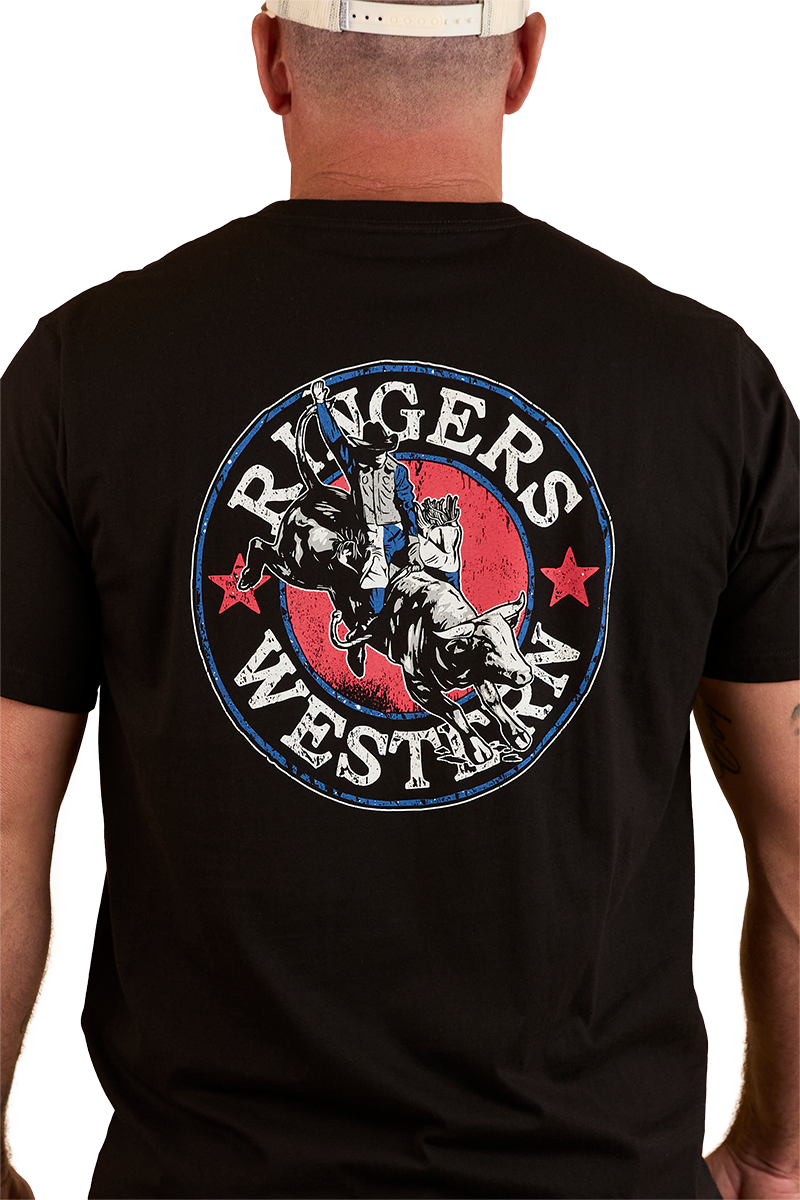 Ringers Western Mens Bucking Bull Loose Fit S/S Tee (124069RW) Black